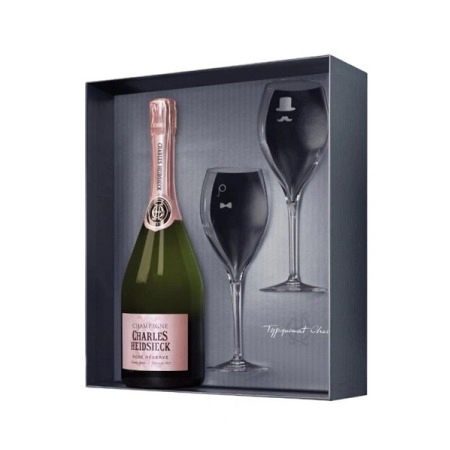 Rượu Champagne Pháp Champagne Charles Heidsieck Rosé Réserve (giftbox + 2 glasses)