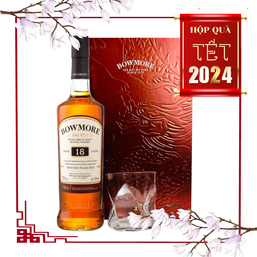 Rượu Whisky Bowmore 18 Year Old Hộp Quà Tết 2024