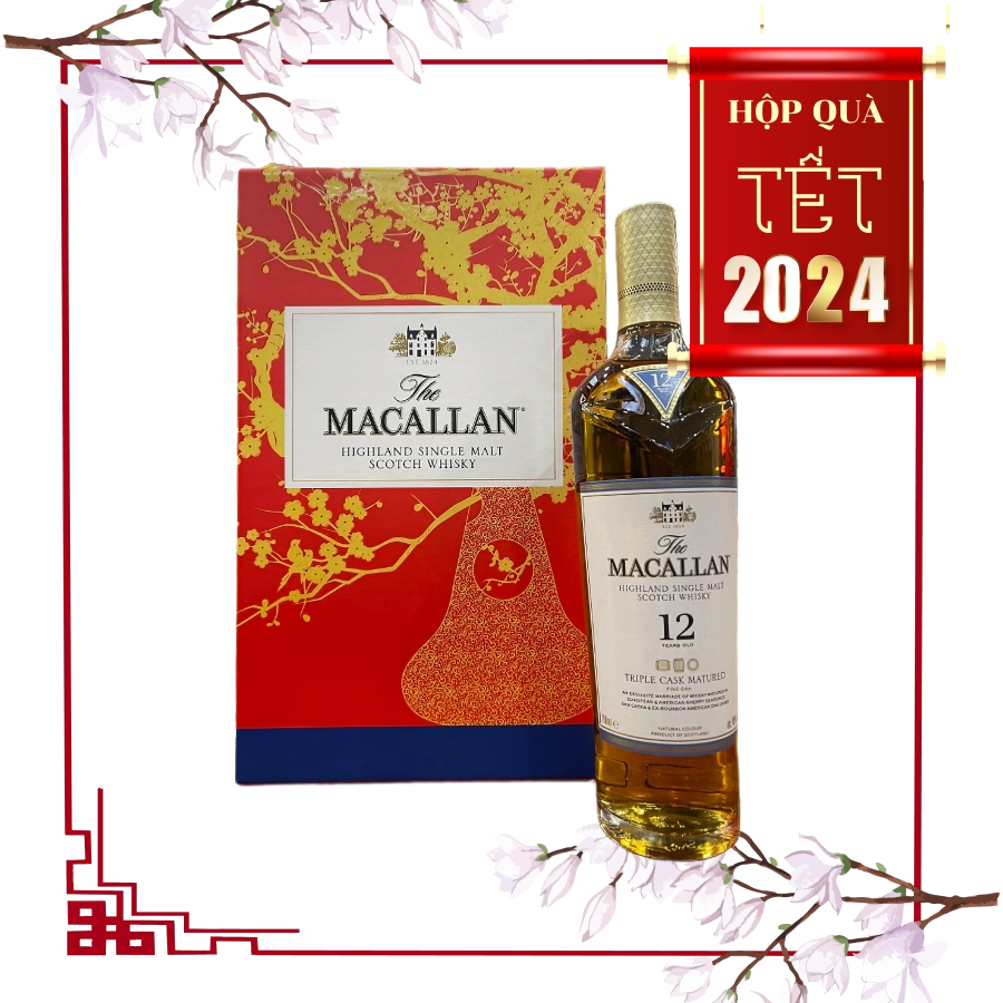 Rượu Whisky Macallan 12 Year Old Triple Cask Phiên Bản Hộp Quà Tết 2024