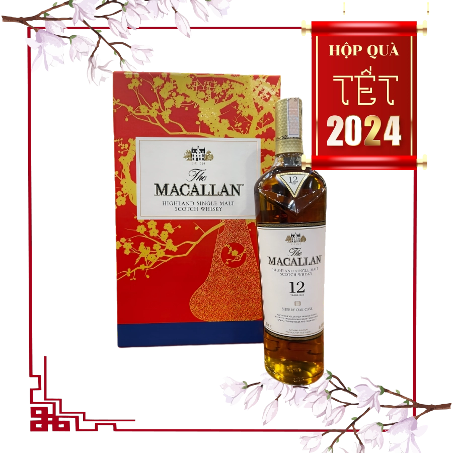 Rượu Whisky Macallan 12 Year Old Sherry Oak Cask Phiên Bản Hộp Quà Tết 2024