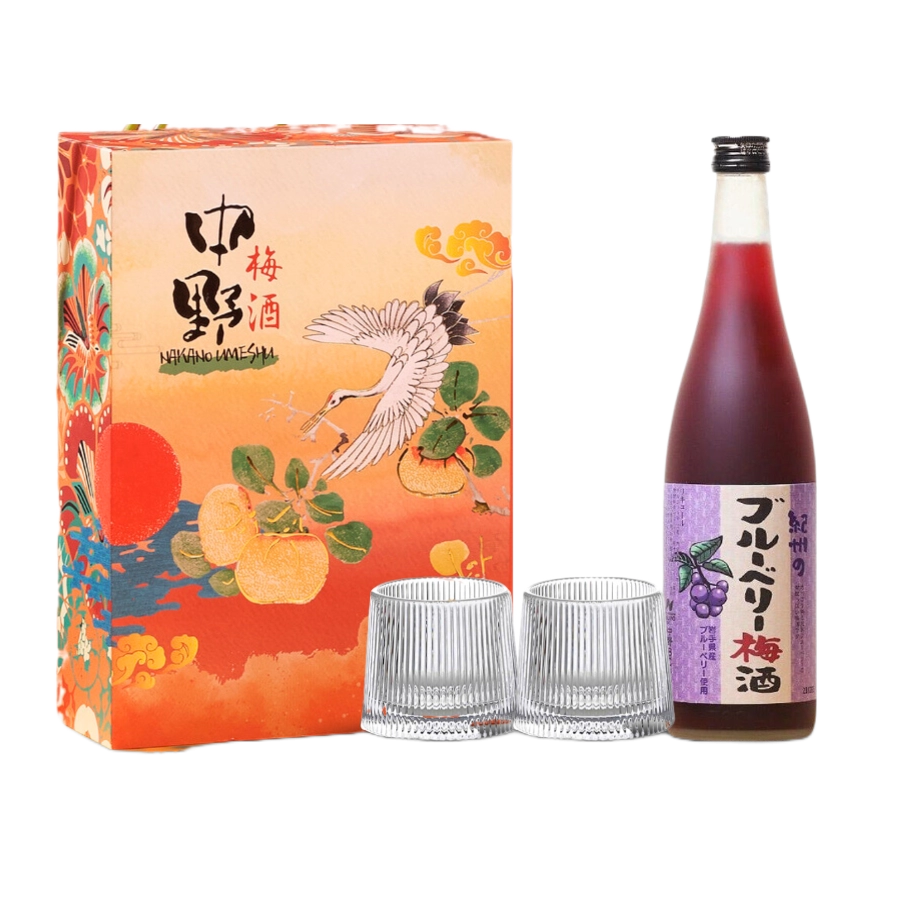 Set Quà Tết Rượu Mơ Nhật Bản Umeshu Nakano Blueberry Vị Việt Quất 720ml 12%