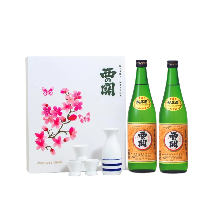 Set Quà Tết Rượu Sake Nhật Bản Nishinoseki Junmaishu 720ml