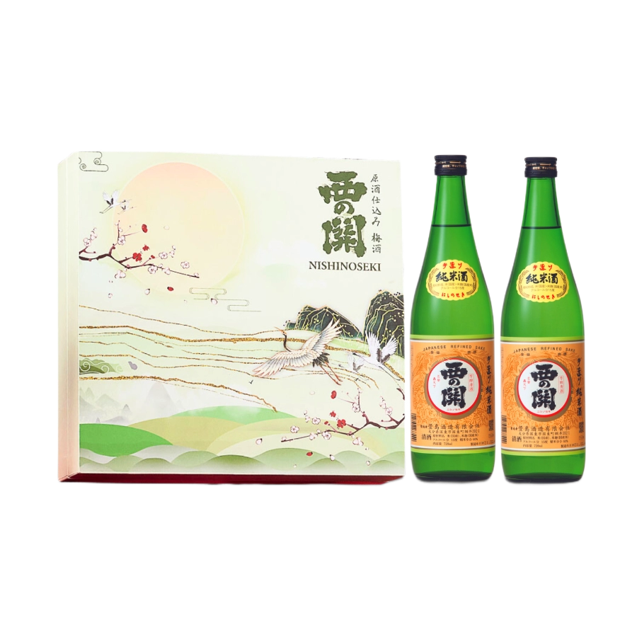 Set Quà Tết Rượu Sake Nhật Bản Nishinoseki Junmaishu 720ml