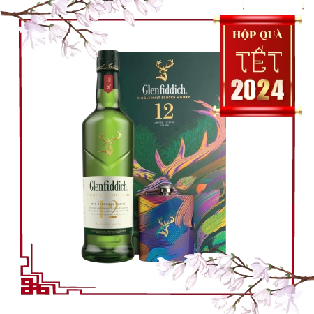 Rượu Whisky Glenfiddich 12 Year Old Phiên Bản Kèm Hipflask Hộp Quà Tết 2024