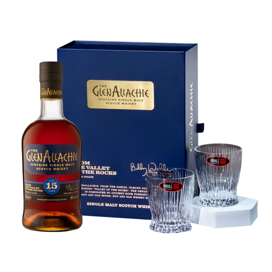 Rượu Whisky Glenallachie 15 Year Old Kèm 2 Ly Riedel Fire Whisky