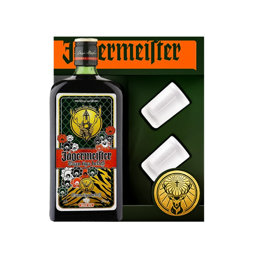 Rượu Liqueur Đức Jagermeister Be The Meister Collector's Edition Phiên Bản Hộp Quà Kèm 2 Ly Shot