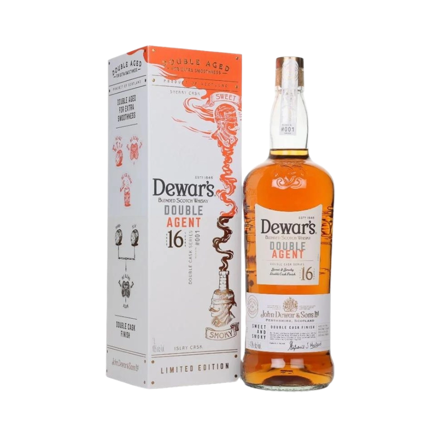 Rượu Whisky Dewar's 16 Year Old Double Agent - Sweet and Smoky 1000ml