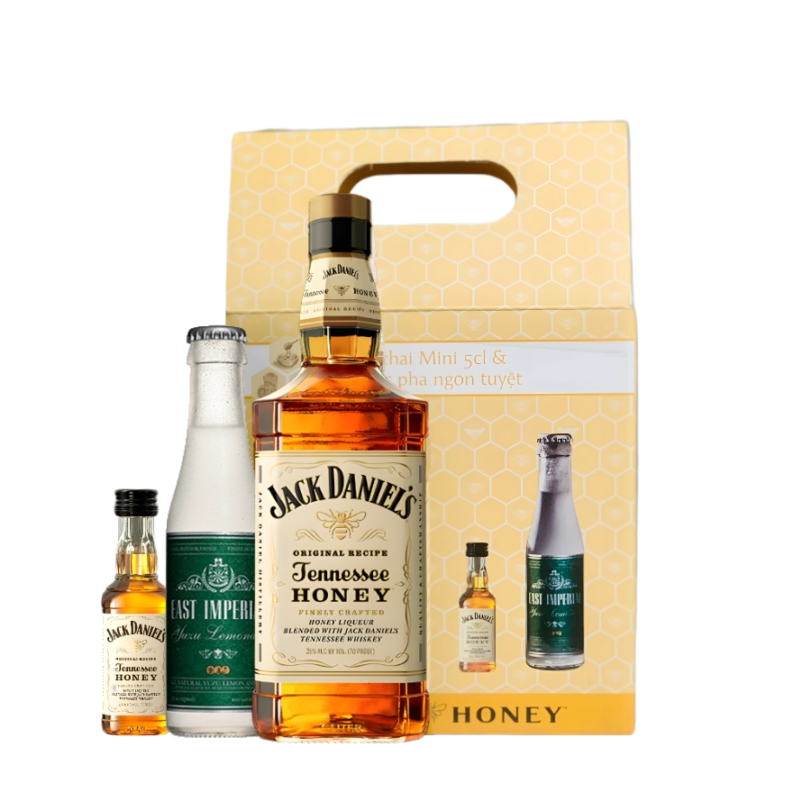 Rượu Whiskey Jack Daniel's Honey Phiên Bản Hộp Quà Kèm Chai Mini Và Nước Pha Chế