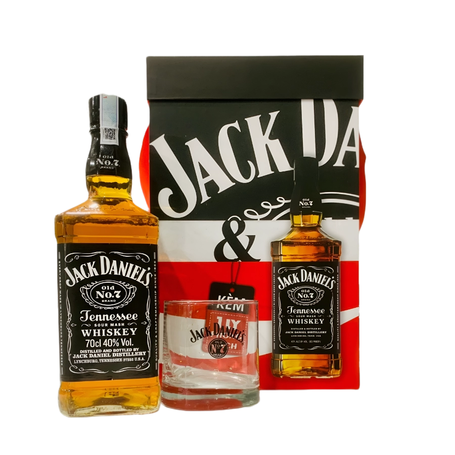 Rượu Whisky Jack Daniel's No.7 Phiên Bản Hộp Quà Kèm 1 Ly Cao Cấp