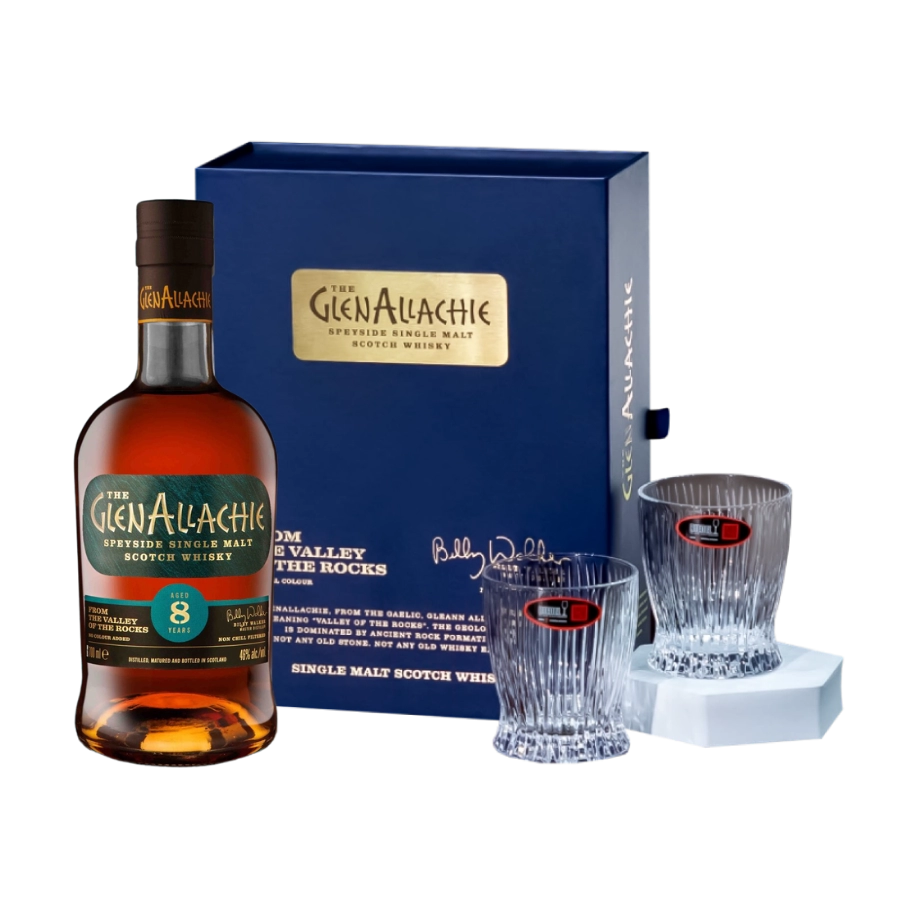 Rượu Whisky Glenallachie 8 Year Old Kèm 2 Ly Riedel Fire Whisky