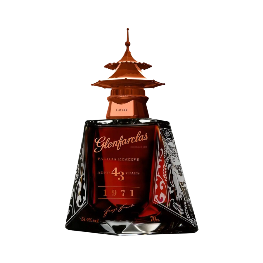 Rượu Whisky Glenfarclas 43 Year Old Pagoda Reserve Brass 1971