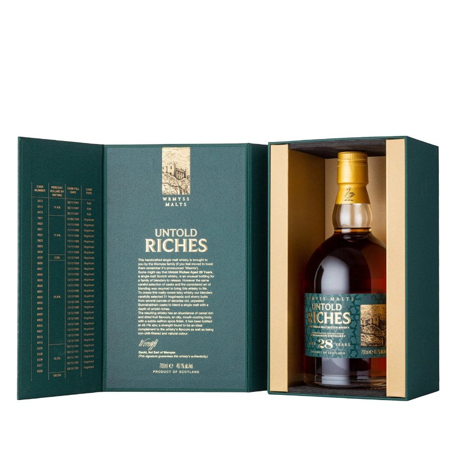 Rượu Whisky Bunnahabhain Untold Riches 28 Year Old By Wemyss Malts