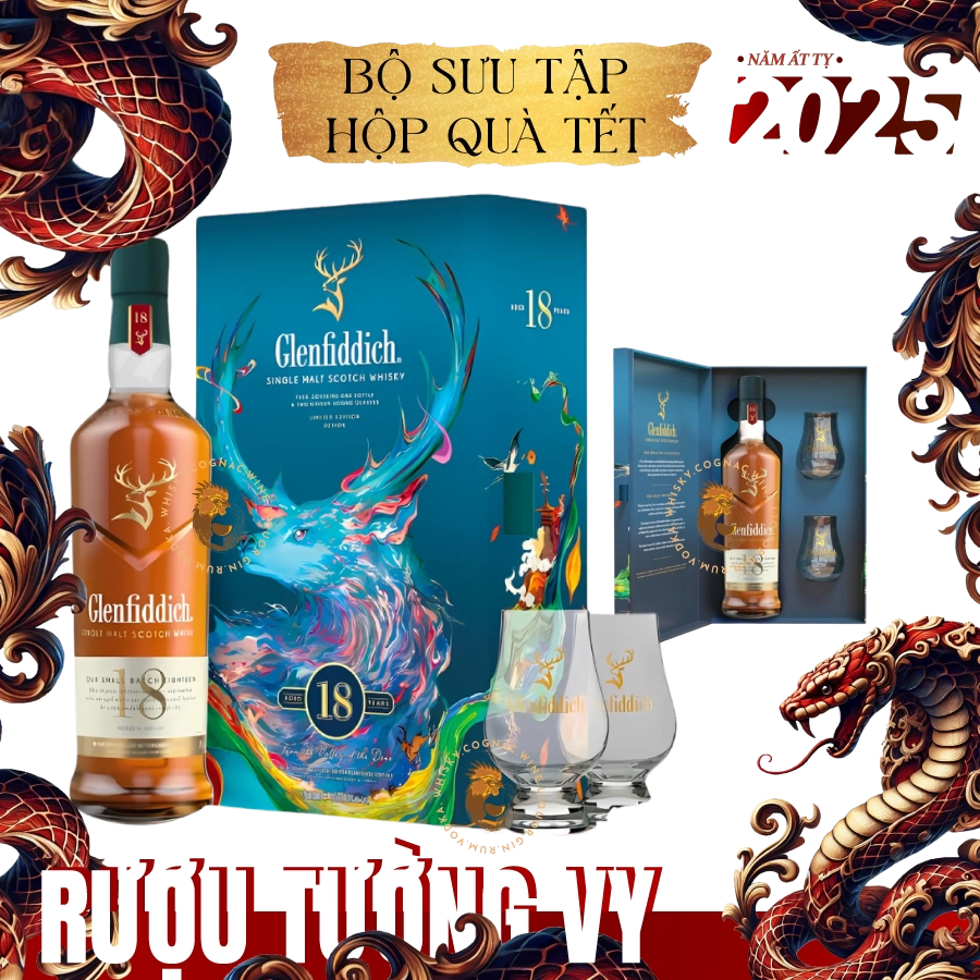 Rượu Whisky Glenfiddich 18 Year Old Phiên Bản Hộp Quà Tết 2025