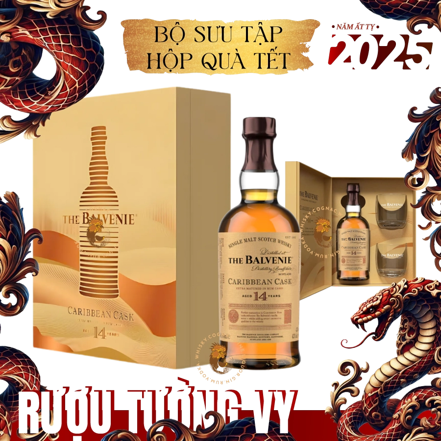 Rượu Whisky Balvenie 14 Year Old Caribbean Cask Phiên Bản Hộp Quà Tết 2025