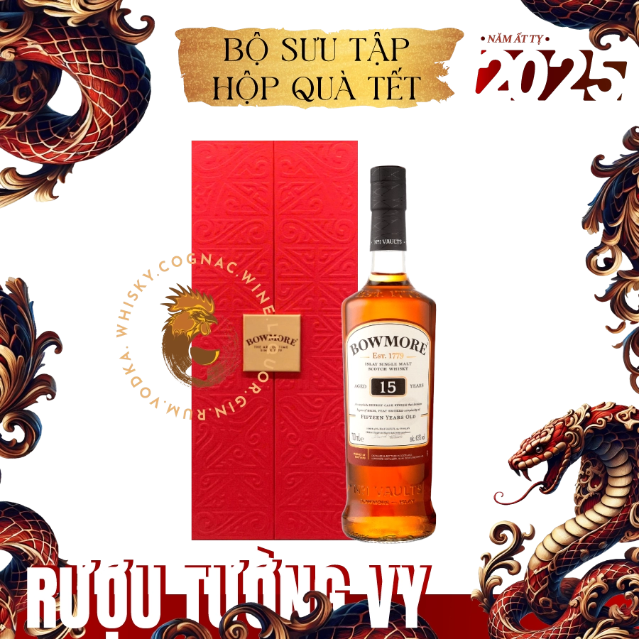 Rượu Whisky Bowmore 15 Year Old Phiên Bản Hộp Quà Tết 2025