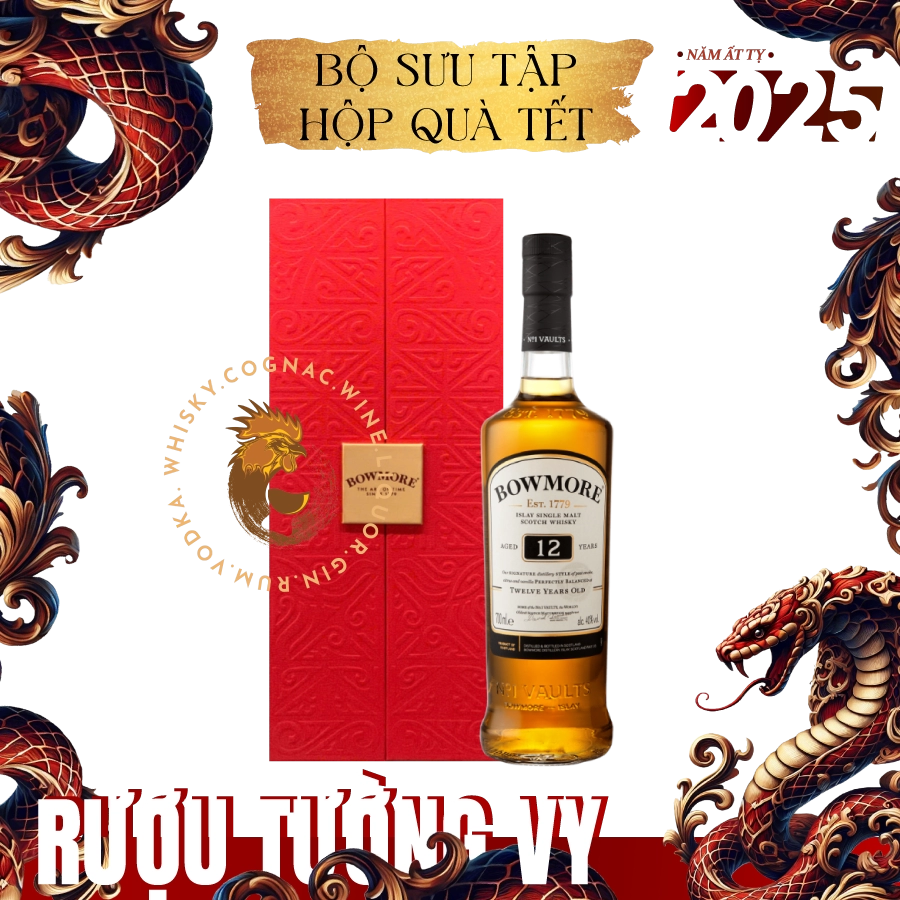 Rượu Whisky Bowmore 12 Year Old Hộp Quà Tết 2025