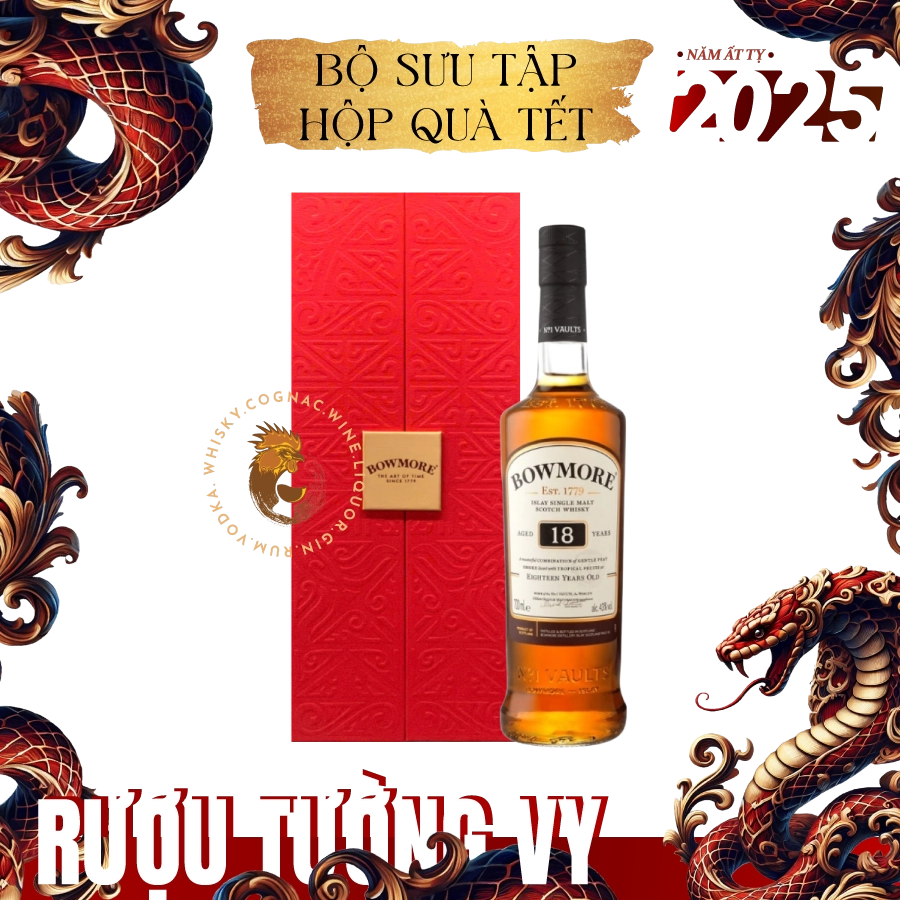 Rượu Whisky Bowmore 18 Year Old Hộp Quà Tết 2025