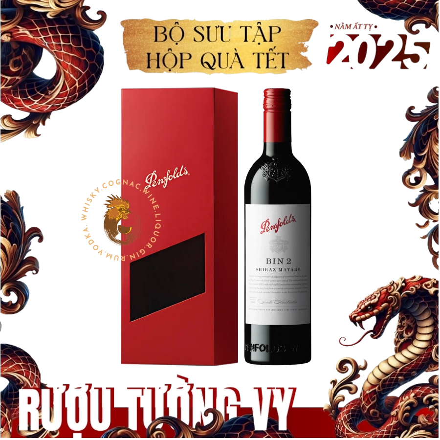 Rượu Vang Đỏ Úc Penfolds Bin 2 Hộp Quà Tết 2025