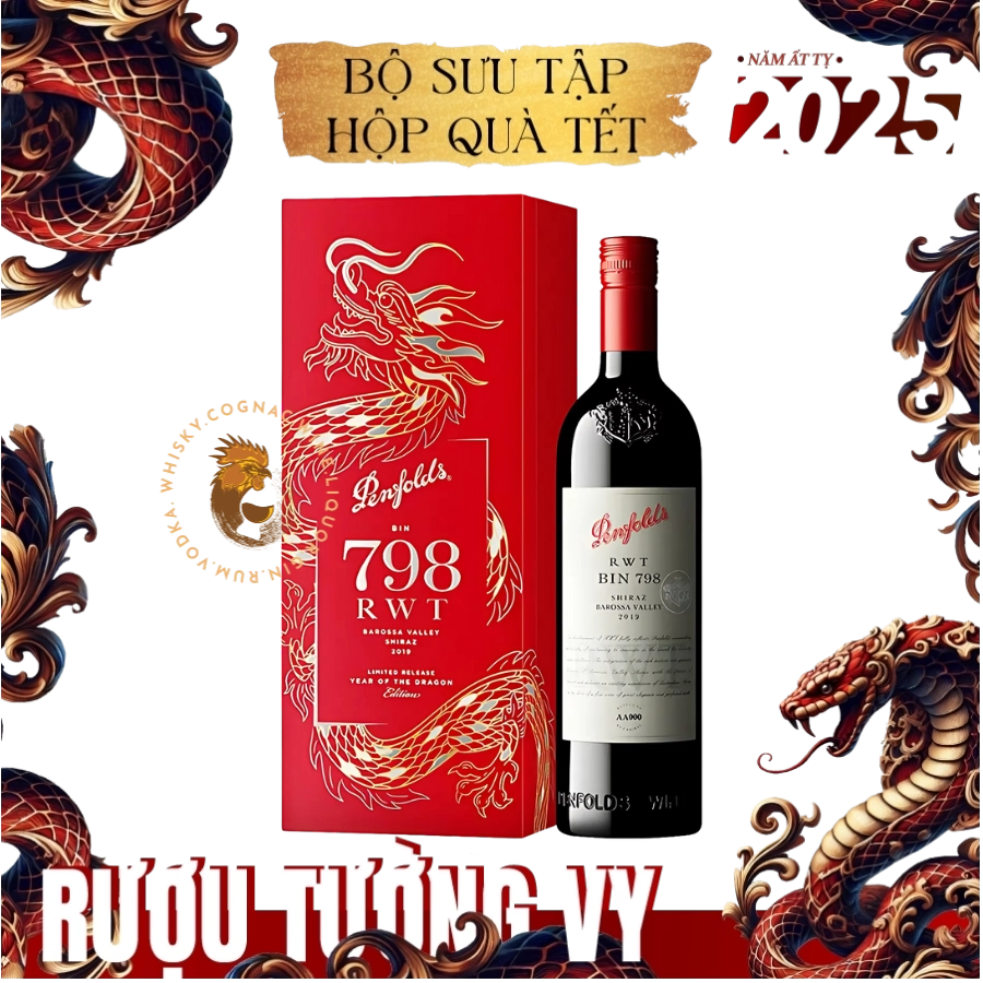 Rượu Vang Đỏ Úc Penfolds RWT Bin 798 Hộp Quà Tết 2025