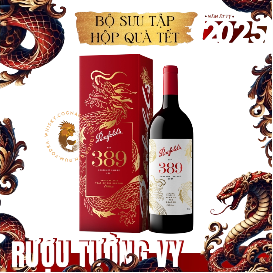 Rượu Vang Đỏ Úc Penfolds Bin 389 1.5L Hộp Quà Tết 2025