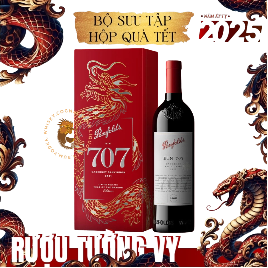 Rượu Vang Đỏ Úc Penfolds Bin 707 Hộp Quà Tết 2025