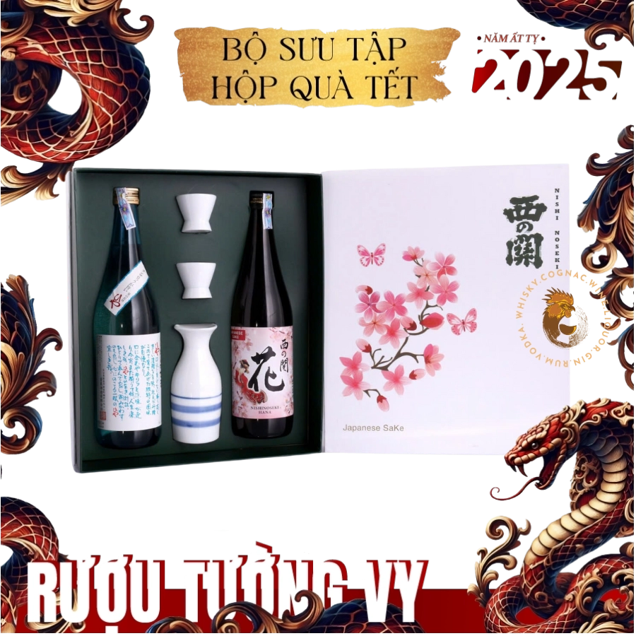 Rượu Sake Nhật Nishinoseki Hiya - Nishinoseki Hana Hộp Quà Tết 2025