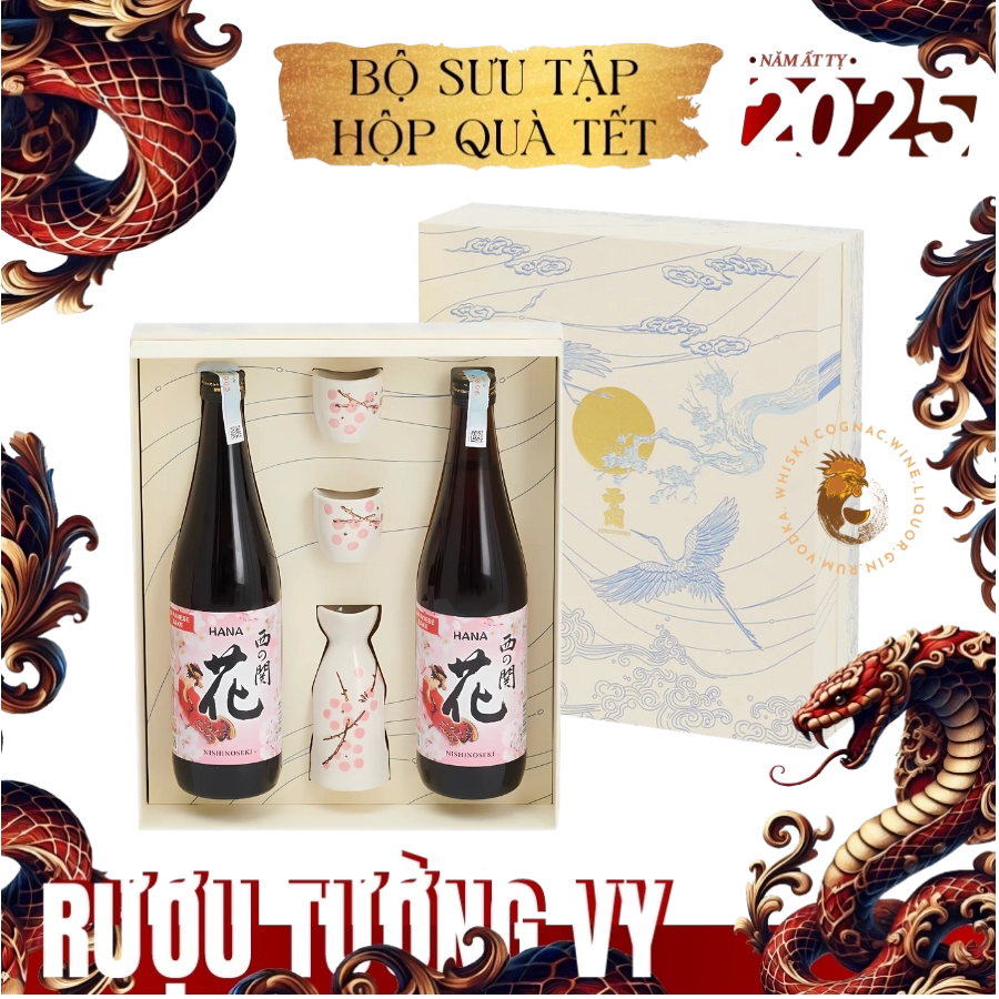 Rượu Sake Nhật Nishinoseki Hana Hộp Quà Tết 2025