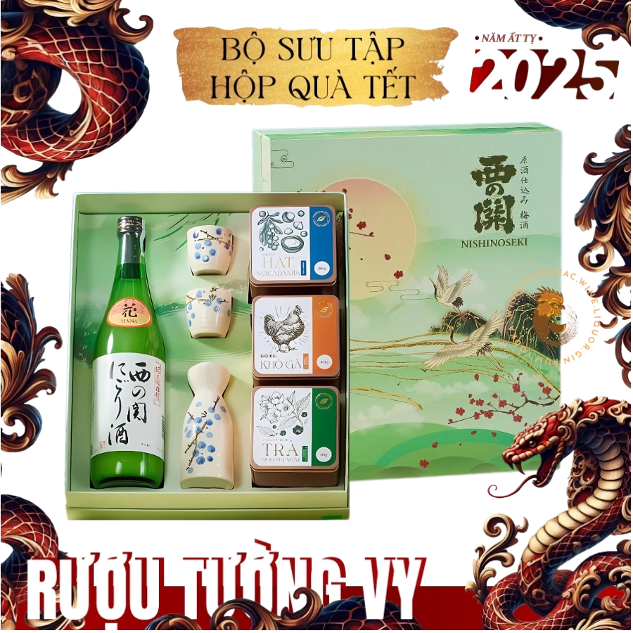 Set Rượu Sake Nhật Nishinoseki Nigori Zake Hộp Quà Tết 2025