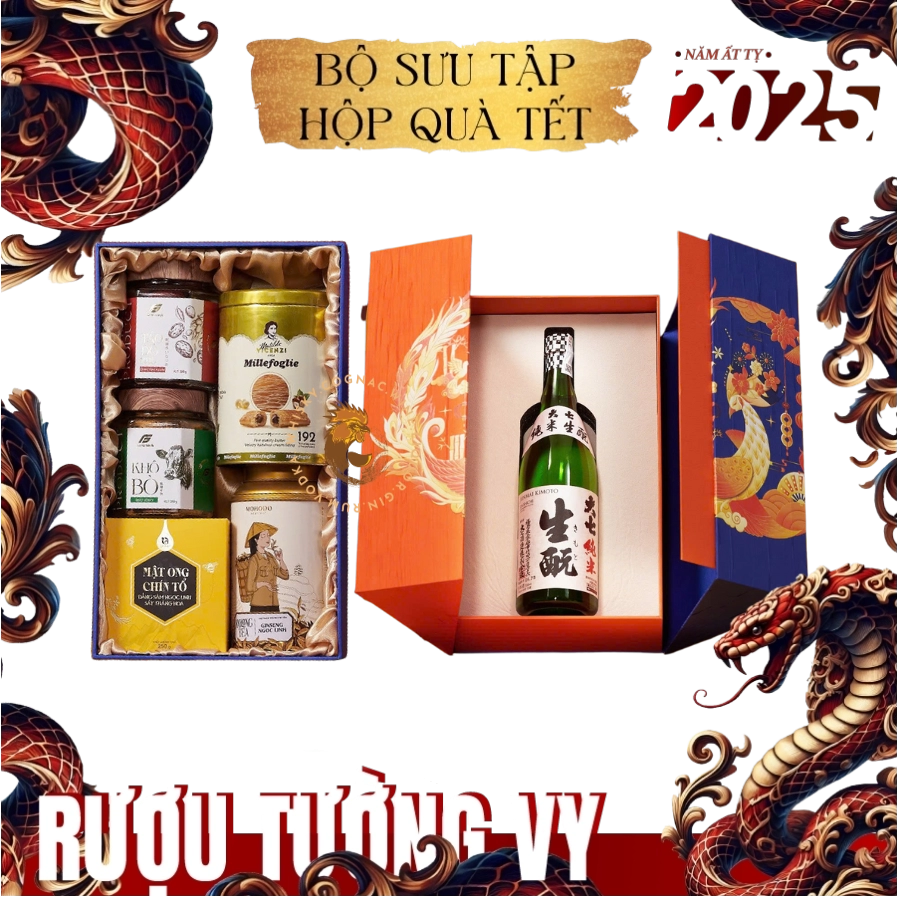 Rượu Sake Nhật Daishichi Junmai Kimoto Hộp Quà Tết 2025