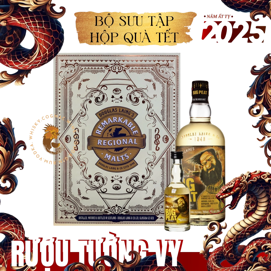 Rượu Whisky Big Peat Blended Malt Scotch Whisky Phiên Bản Hộp Quà Tết Kèm Chai Mini Random