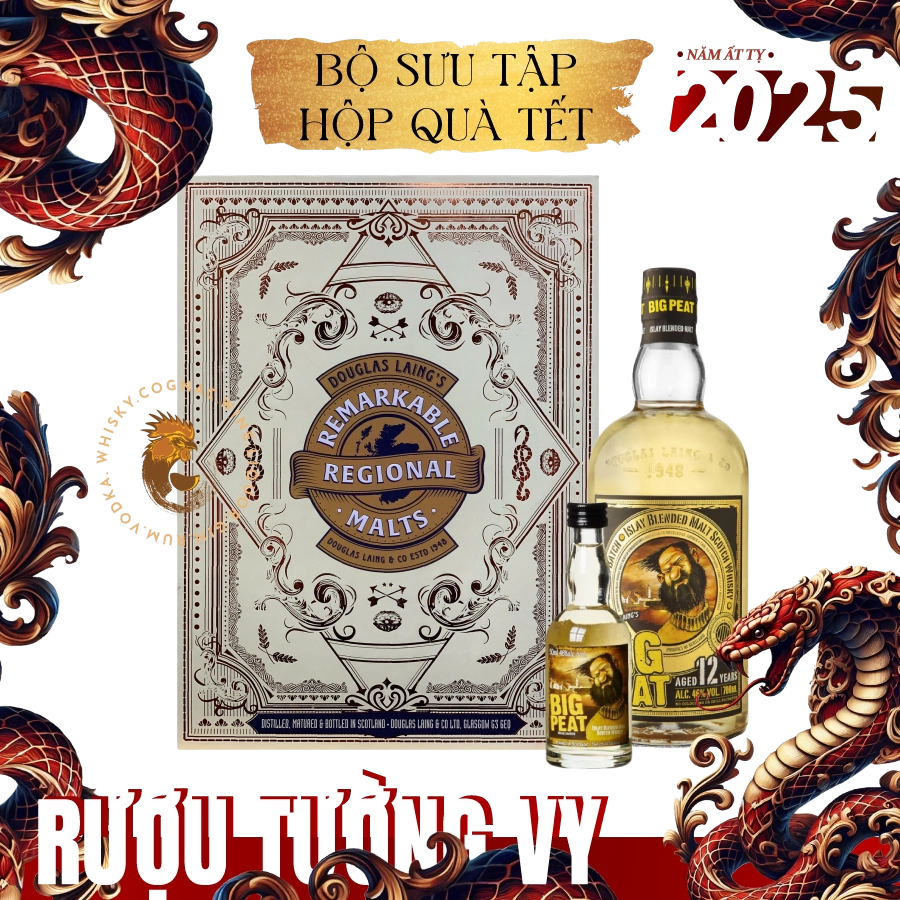 Rượu Whisky Big Peat 12 Year Old Blended Malt Scotch Whisky Phiên Bản Hộp Quà Tết Kèm Chai Mini Random