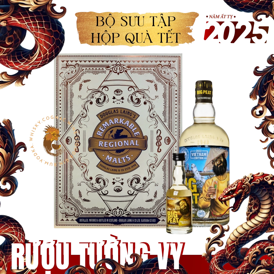 Rượu Whisky Big Peat 10 Year Old Vietnam Limited Edition Phiên Bản Hộp Quà Tết Kèm Chai Mini Random