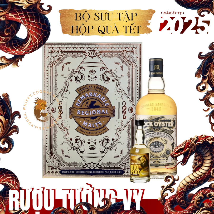 Rượu Whisky Rock Island Blended Malt Scotch Whisky Phiên Bản Hộp Quà Tết Kèm Chai Mini Random