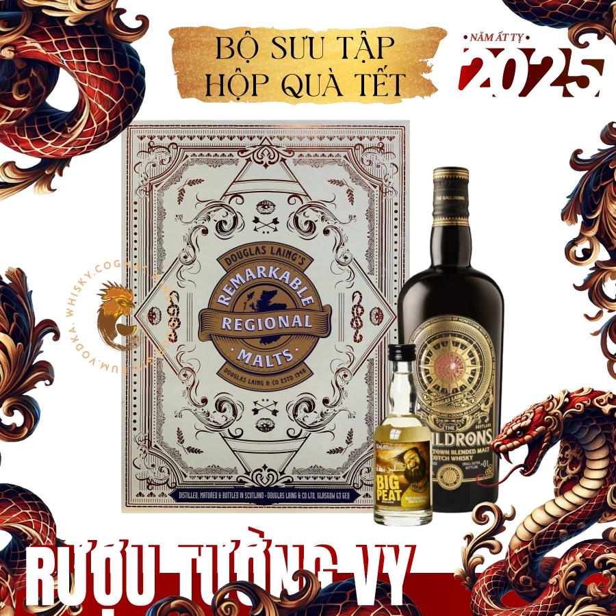 Rượu Whisky Gauldrons Blended Malt Scotch Whisky Phiên Bản Hộp Quà Tết Kèm Chai Mini Random