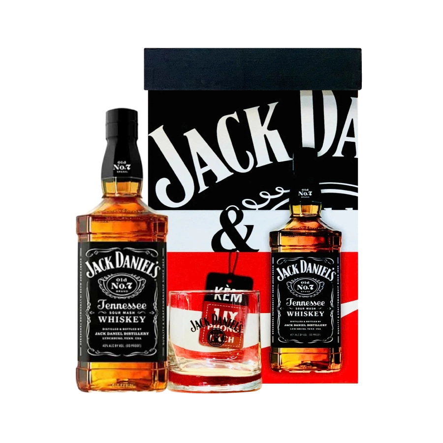 Rượu Whisky Jack Daniel's No.7 Phiên Bản Hộp Quà Kèm 1 Ly Cao Cấp