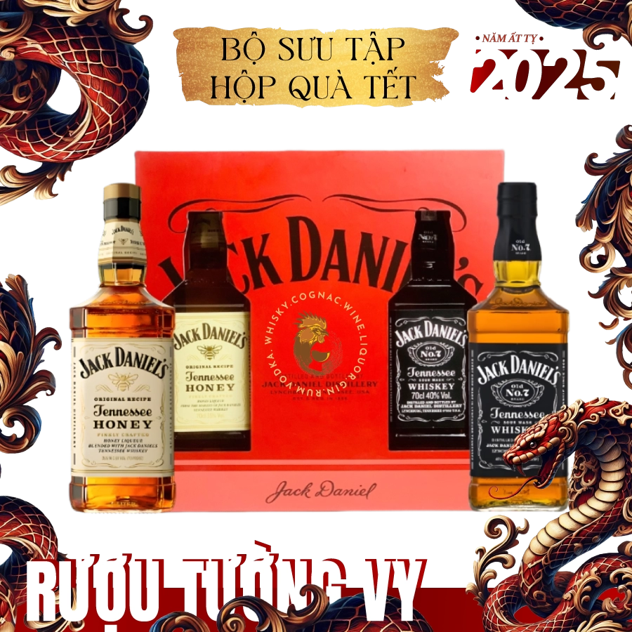 Rượu Whiskey Jack Daniel's Combo No.7 Và Honey Phiên Bản Hộp Quà 2025