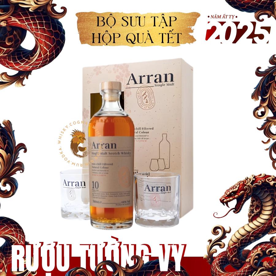 Rượu Whisky Arran 10 Year Old Kèm 2 Ly Cao Cấp Phiên Bản Hộp Quà 2025