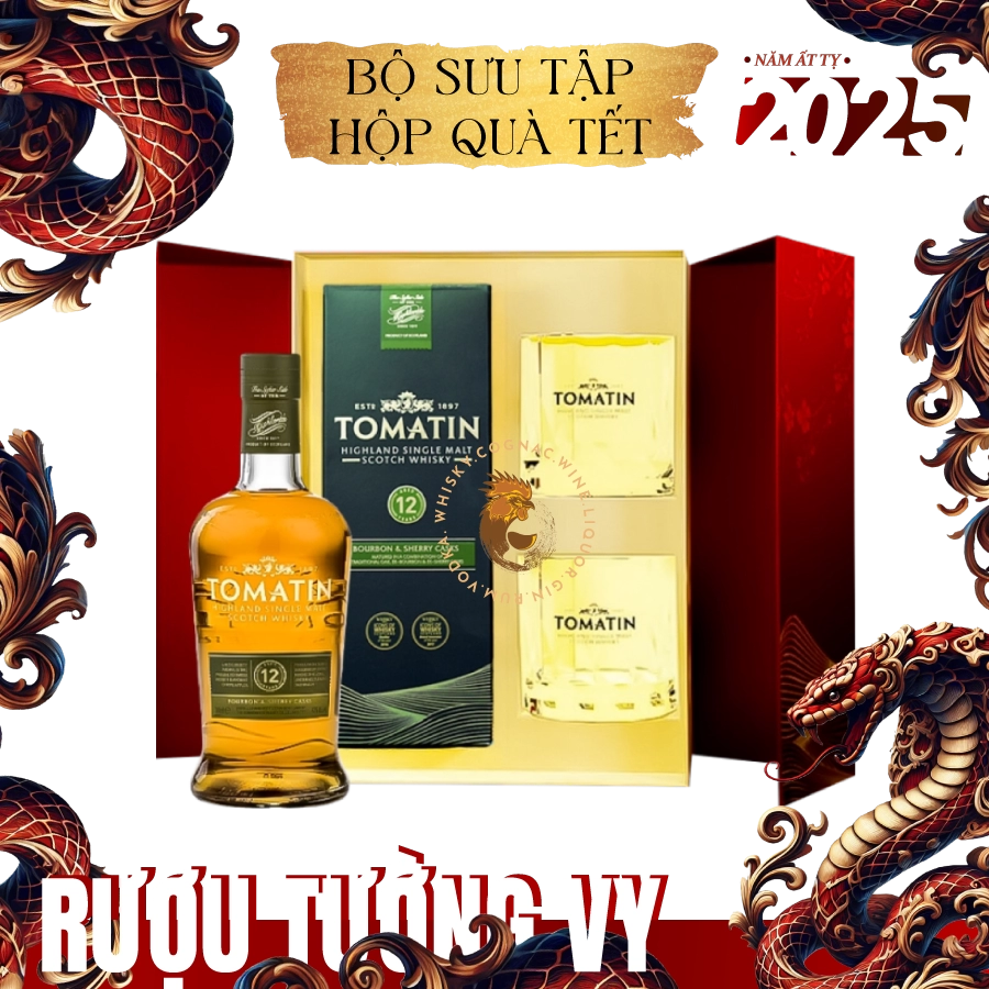 Rượu Whisky Tomatin 12 Year Old Kèm 2 Ly Cao Cấp Phiên Bản Hộp Quà 2025