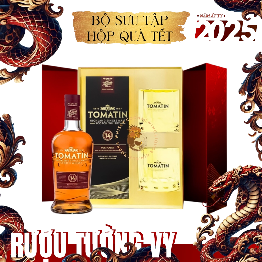 Rượu Whisky Tomatin 14 Year Old Kèm 2 Ly Cao Cấp Phiên Bản Hộp Quà 2025