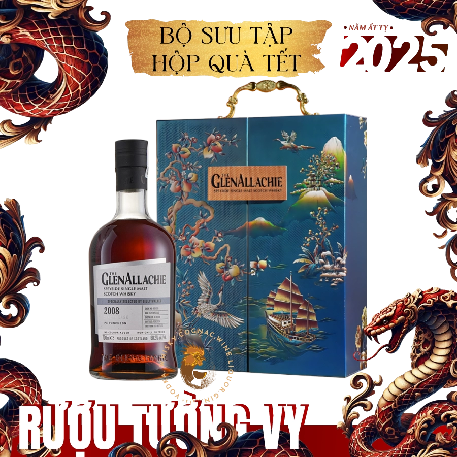 Rượu Whisky Glenallachie Single Cask 2008 PX Hogshead Cask no. 6521 Phiên Bản Hộp Quà Tết 2025