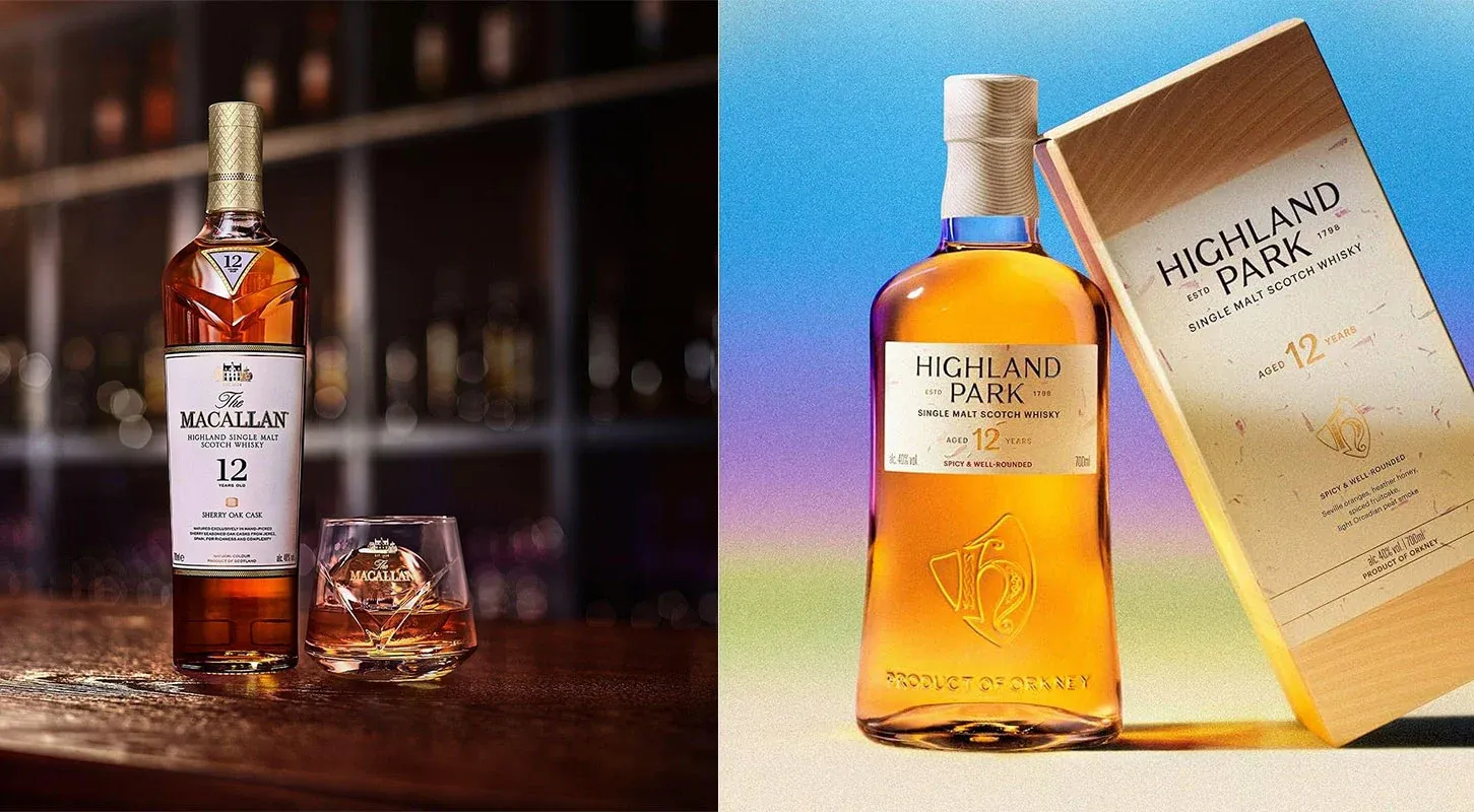 Macallan 12 Year Old Sherry Oak Và Highland Park 12 Year Old