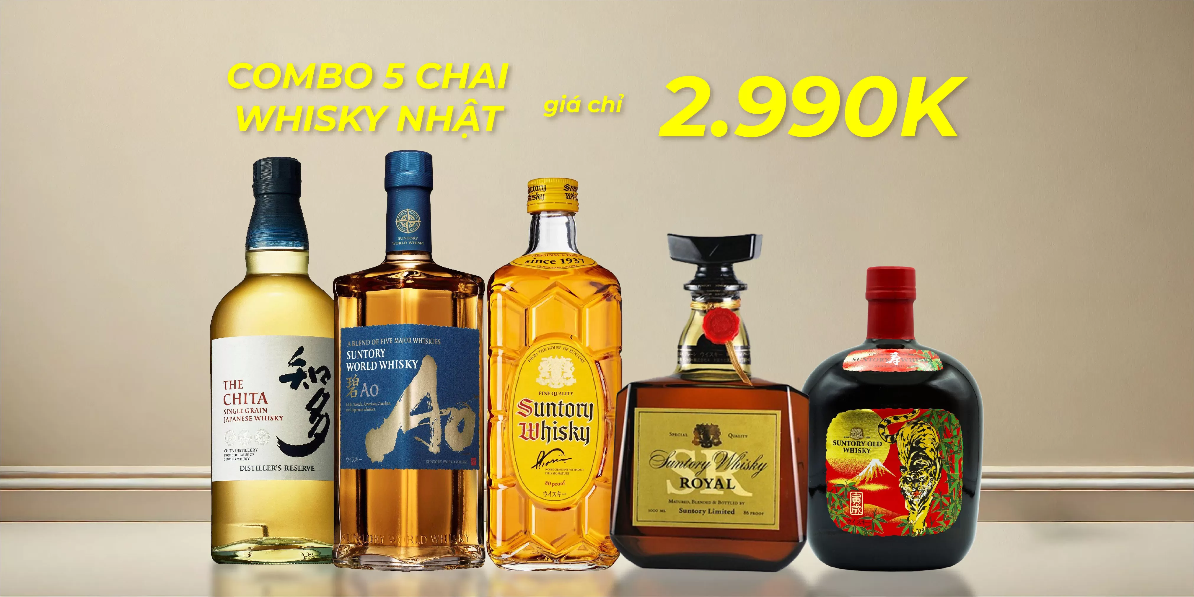 COMBO 5 CHAI WHISKY NHẬT GIÁ SIÊU HỜI