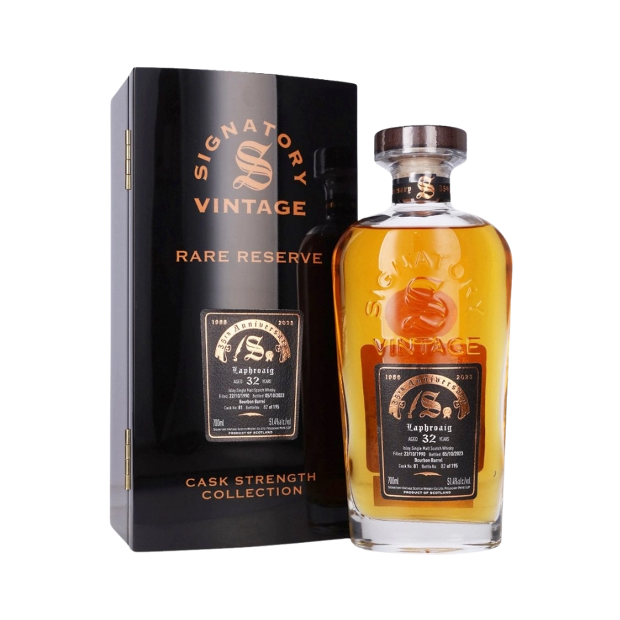 Rượu Whisky Laphroaig 32 Year Old 35th Anniversary Signatory Vintage 1990