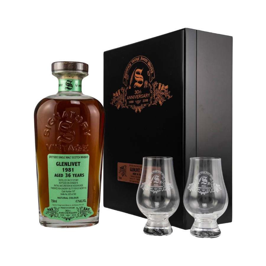 Rượu Whisky Glenlivet 36 Year Old 30th Anniversary Signatory Vintage 1981