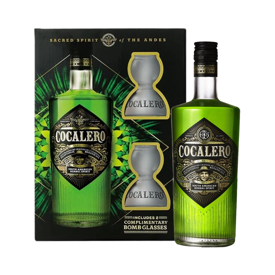 Rượu Liqueur Ireland Cocalero Clasico Hộp Quà + 2 Ly Bomb Cao Cấp