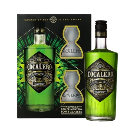 Rượu Liqueur Ireland Cocalero Clasico Hộp Quà + 2 Ly Bomb Cao Cấp