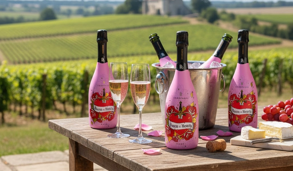 Rượu Champagne Pháp Queen of Hearts Rose Giá Mềm