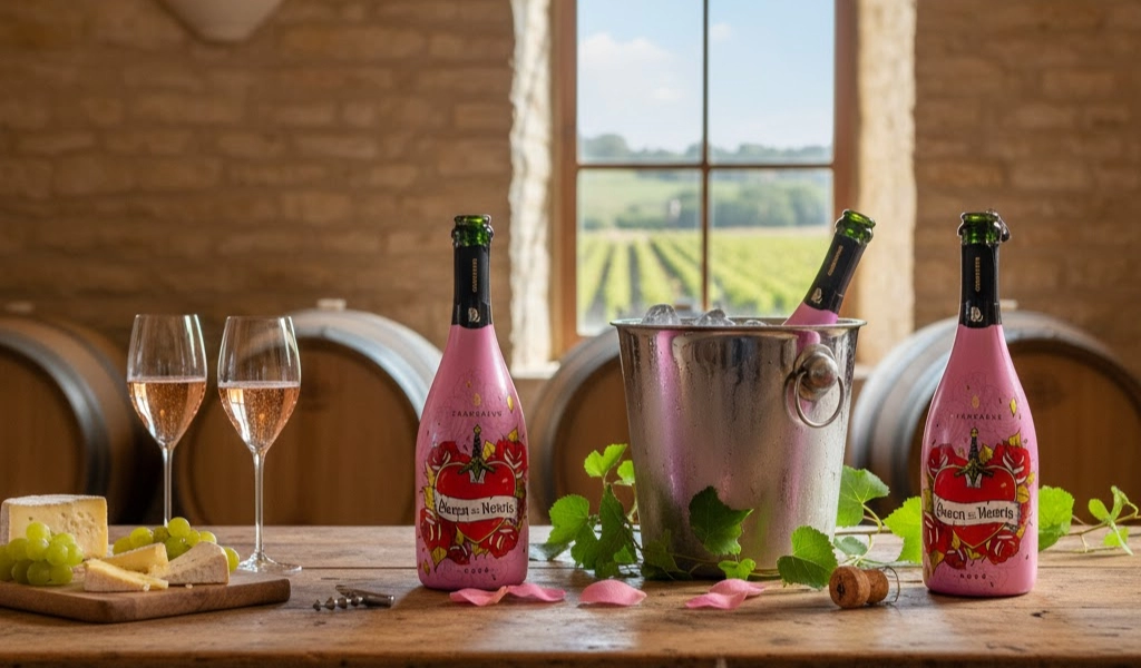 Rượu Champagne Pháp Queen of Hearts Rose Tươi Mát
