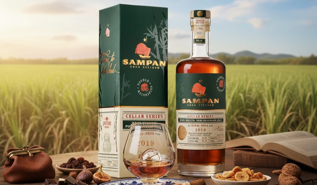 Rượu Rhum Việt Nam Sampan Cellar Series ex Cognac Porto Cask Hài Hòa