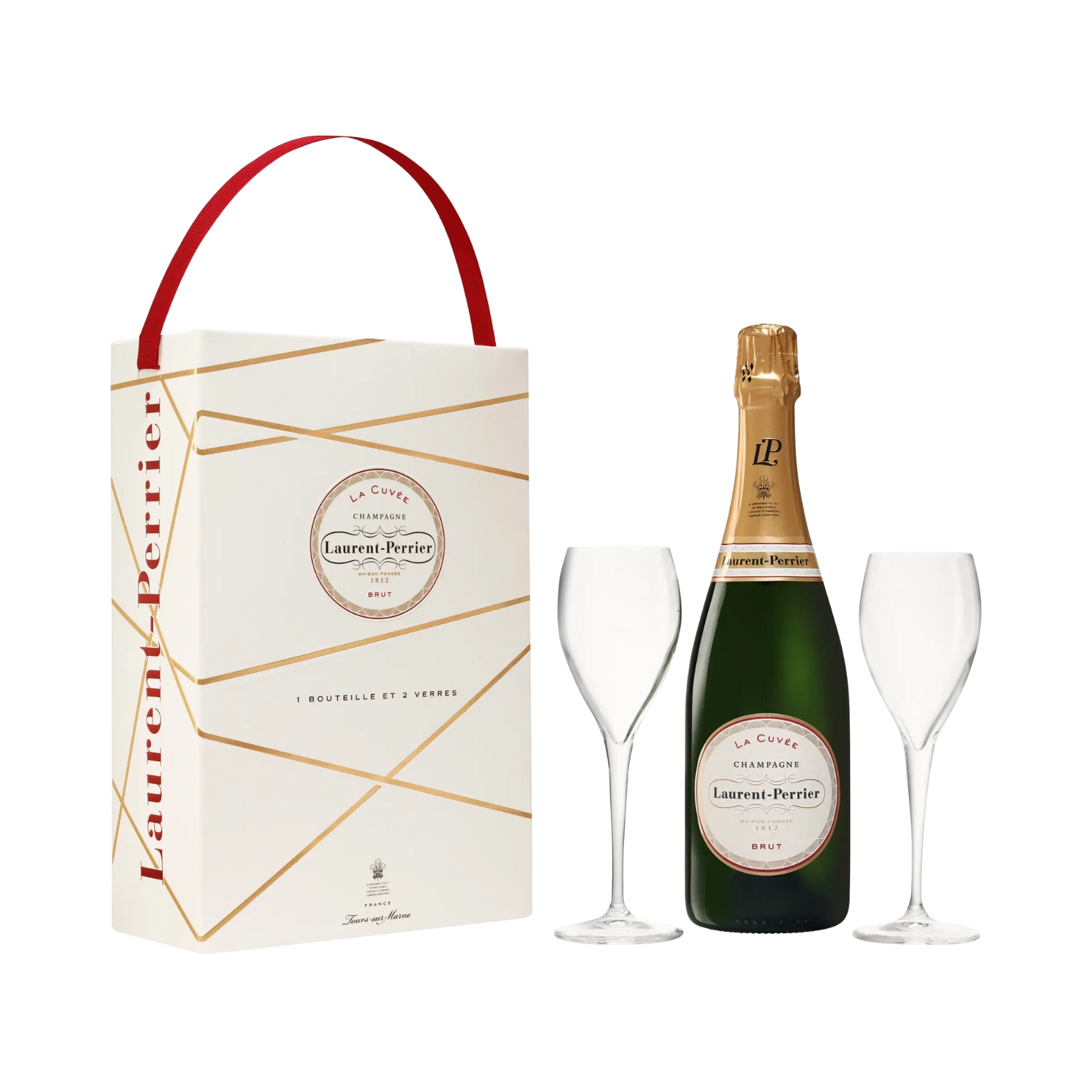 Rượu Champagne Pháp Laurent Perrier Brut La Cuvee Kèm Hộp + 2 Ly